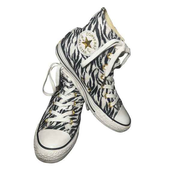 Converse Chuck Taylor Shoes Size Mens 5 Womens 7 Zebra High Top 159467C - Picture 2 of 13